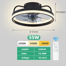 Energy-saving Ceiling Fan LED Lighting Simple Round Cool Ceiling Fans with Light 33CM Smart Modern Lighting Fixtures Fan
