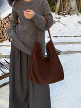 2026 Women's Frosted Leather Tote Bag Large Capacity Soft Suede Bucket Handbag Lady Minimalist Underarm Hobo Shoulder Bag