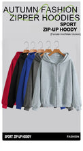 Oversize Women Hoodies Casual Solid Zip Up Hooded Sweatshirt Harajuku Korean Loose Couple Hoodie Jacket Coat Streetwear