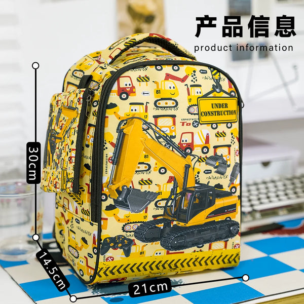 Cute Excavator Graphic Backpack for 2-4 Years Old Kids Kindergarten Backpack Children School Bags Baby Toddler Diaper Bags
