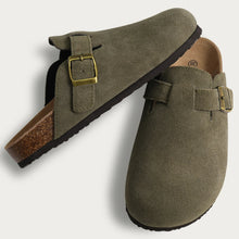 2026 Women Suede Clogs With Adjustable Buckle Cork Leather Mules Comfortable Slip on Women Slippers Outdoor Cork Clogs