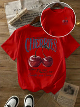 Summer Sweeter Cherries Prints T-Shirts Womens Cotton Oversized T Shirts Basic O-Neck Short Sleeve Tops Casual Woman Clothes