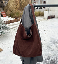 2026 Women's Frosted Leather Tote Bag Large Capacity Soft Suede Bucket Handbag Lady Minimalist Underarm Hobo Shoulder Bag