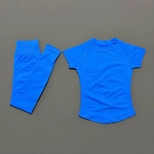 2Pcs HISTELLO Sportswear Sports Gym Set Short Sleeve Seamless Women Fitness Sets Workout Butt Lifting Sports Leggings Suit