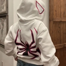 Harajuku Fashion Y2K Oversized Coat Personality Spider Print Women's Hoodie Autumn And Winter Punk Full Zip Up Hoodie Tops