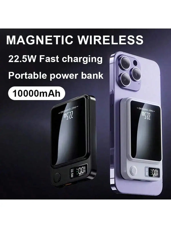10000mAh Magnetic Portable Power Bank Wireless Fast Charger External Battery Pack for Travel Office Daily Use Compatible with MagSafe iPhone 16/15/14