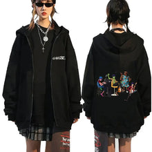 Rock Band Gorillaz Demon Days Eyes Graphic Zipper Hoodie Men Hip Hop Fashion Oversized Zip Up Jacket Unisex Zip Up Sweatshirt