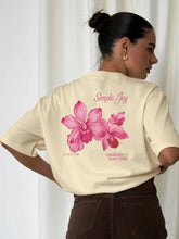 Retro 100% Pure Cotton American Pink orchid Summer New Cute Casual Women's Oversize T-shirt