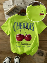 Summer Sweeter Cherries Prints T-Shirts Womens Cotton Oversized T Shirts Basic O-Neck Short Sleeve Tops Casual Woman Clothes