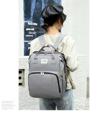 Large Capacity Mommy Diaper Backpack with Changing Mat Foldable Baby Bed Nursing Bag for Milk Bottle Storage