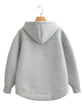 HH Autumn Women Casual Hooded Jacket Loose Oversize Zipper Hoodie Sweatshirts Solid Coat Office Lady Chic Outwear Tops