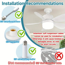 LED Ceiling Fan Light E27 with Remote Control 3 Colors for Dimmable Suitable for Living Room Bedroom Kitchen Study Household Use