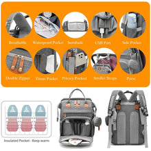 Diaper Bag Waterproof Diaper Bag Backpack Moms Dads With USB Charging Port Baby Shower Gifts Large Capacity Diaper Backpack Grey