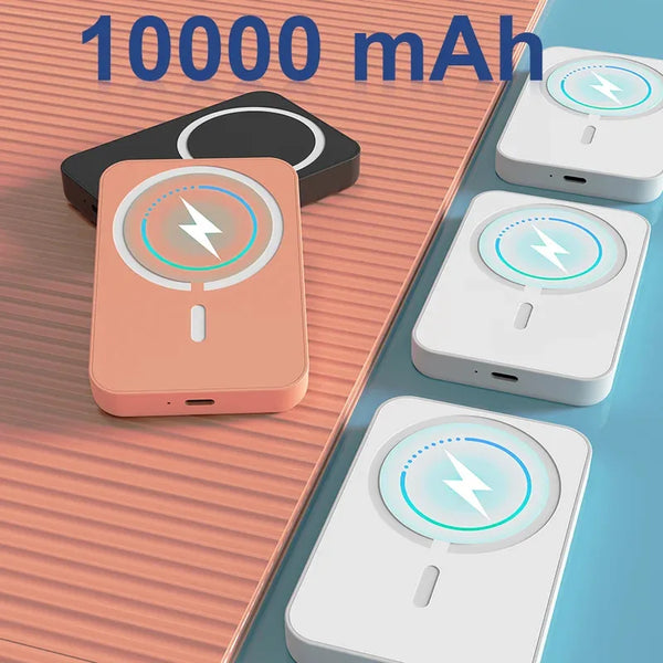 10000mAh Magnetic Wireless Power Bank, 15W Fast Wireless & 22.5W PD Fast Charging Portable External Battery Pack, Built-in USB C Cable for Smartphones, Travel Essentials