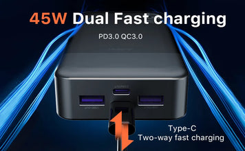 JUOVI Powerbank 20000mAh 45W Fast Charge Power Bank, Super Fast Charging Portable Charger with LED Display for iPhone 17 16 15