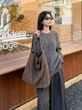 2026 Women's Frosted Leather Tote Bag Large Capacity Soft Suede Bucket Handbag Lady Minimalist Underarm Hobo Shoulder Bag