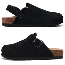 2026 Women Suede Clogs With Adjustable Buckle Cork Leather Mules Comfortable Slip on Women Slippers Outdoor Cork Clogs