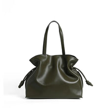 2025 High-End Women's Bucket Bag Lady Unique Drawstring Pleated Shoulder Bag Soft Split Cowhide Leather Cloud Tote Handbag New