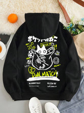 Japan Style Black Cat Hoodie Men Women Outdoor Street Casual Fashion Sport Cartoon Longsleeve Adult Autumn Winter Sweatshirt Top