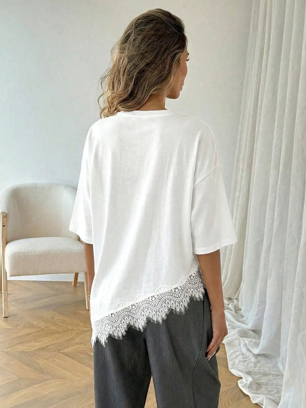 2026 Summer New Arrival Women's Oversized Ruffle Print Leopard Print Padded Lacing Loose Fit T-Shirt